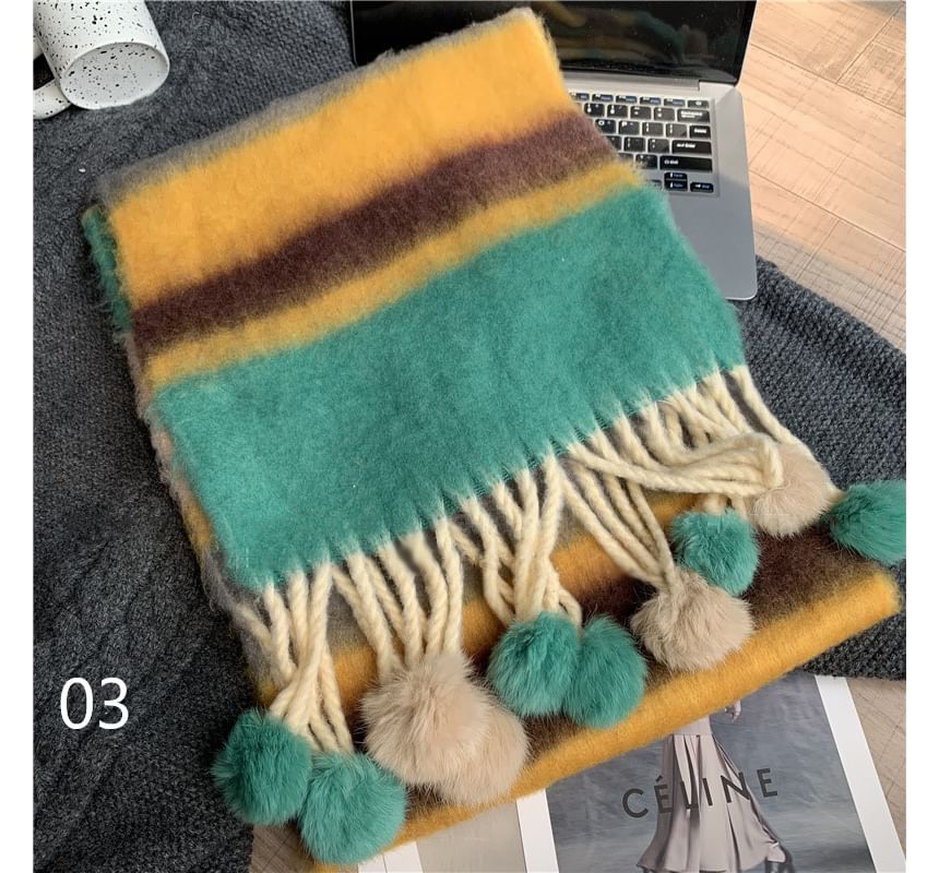 HATHOT - Color Block Chenille Ball Sjaal (Diverse ontwerpen)