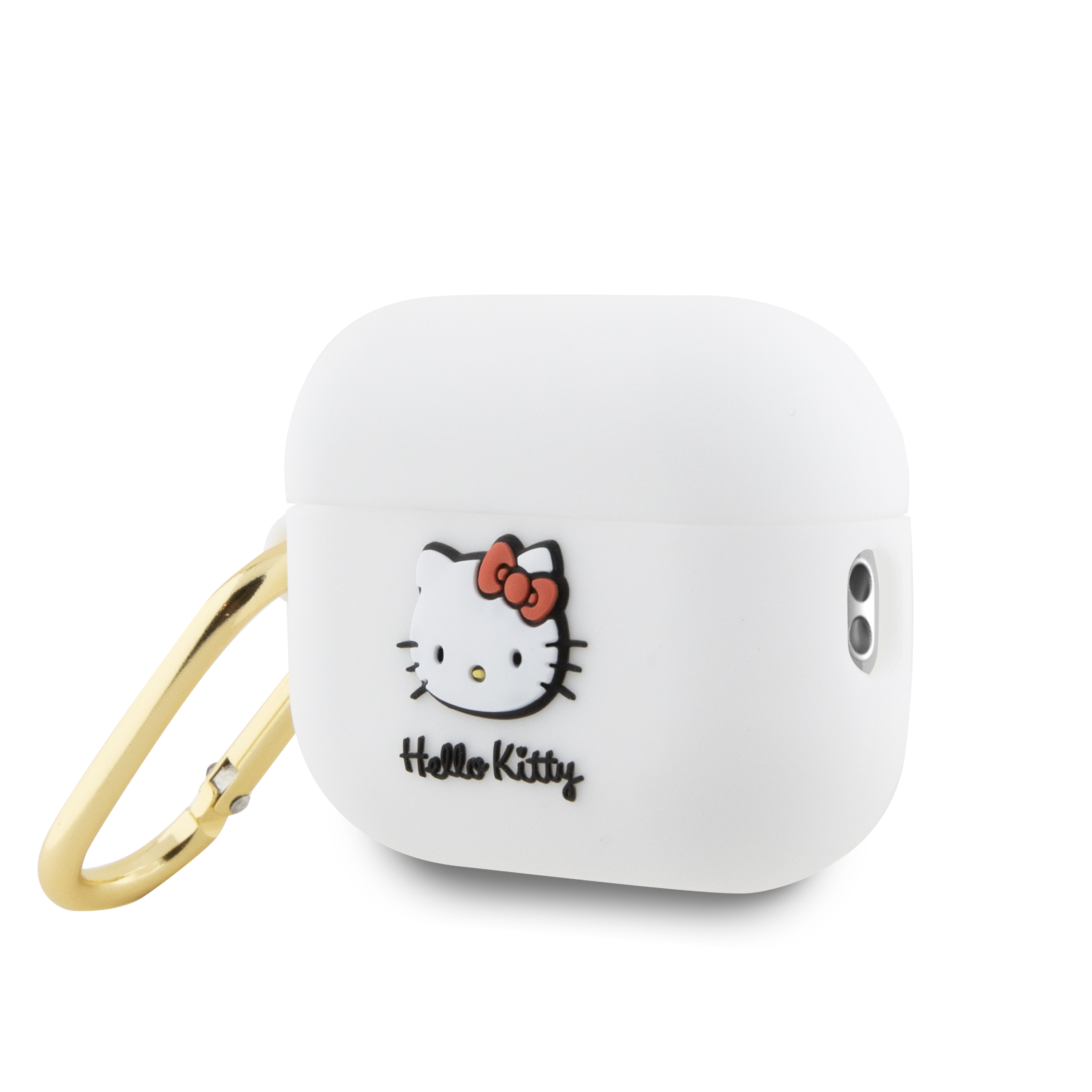 AirPods Pro 2 / AirPods Pro Silikon Schutzhülle 3D Kitty Head mit Karabinerhaken (HKAP23DKHSH) - Weiss