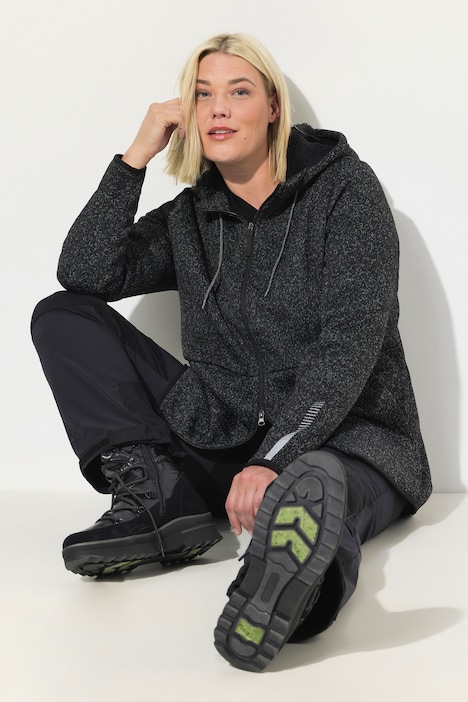 Strickfleece-Jacke, Teddyfleece, 2-Wege-Zipper, Reflektor