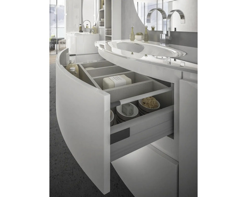 Vage 69 cm witte glanzende wastafelmeubel
