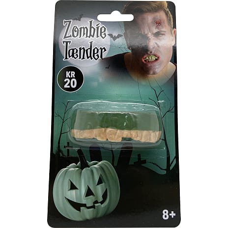 Halloween zombie tænder - grøn og beige
