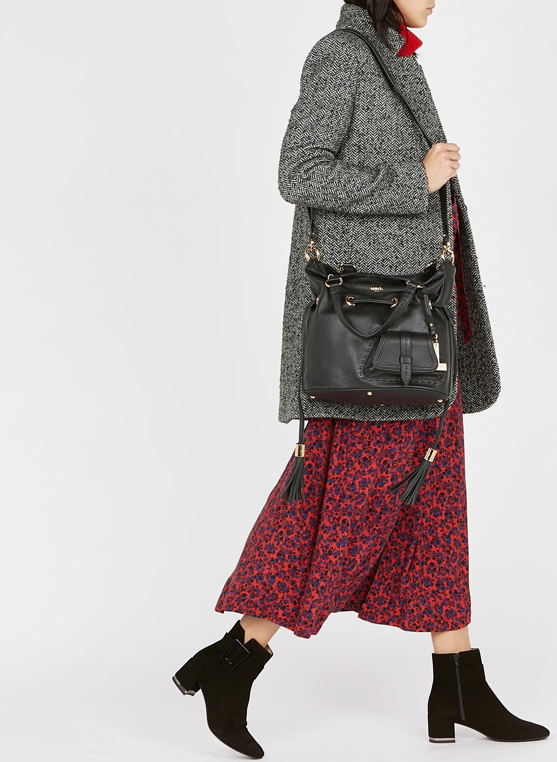 Sac seau en cuir grainé | Noir
