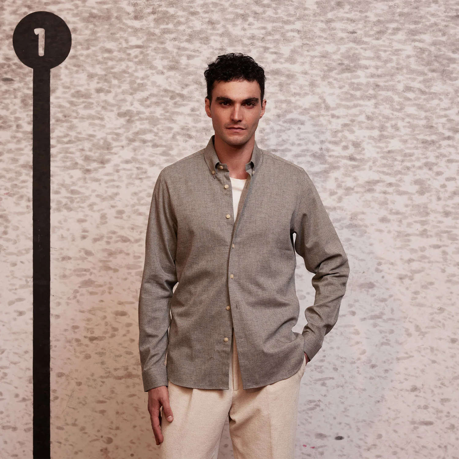 Light taupe flannel shirt