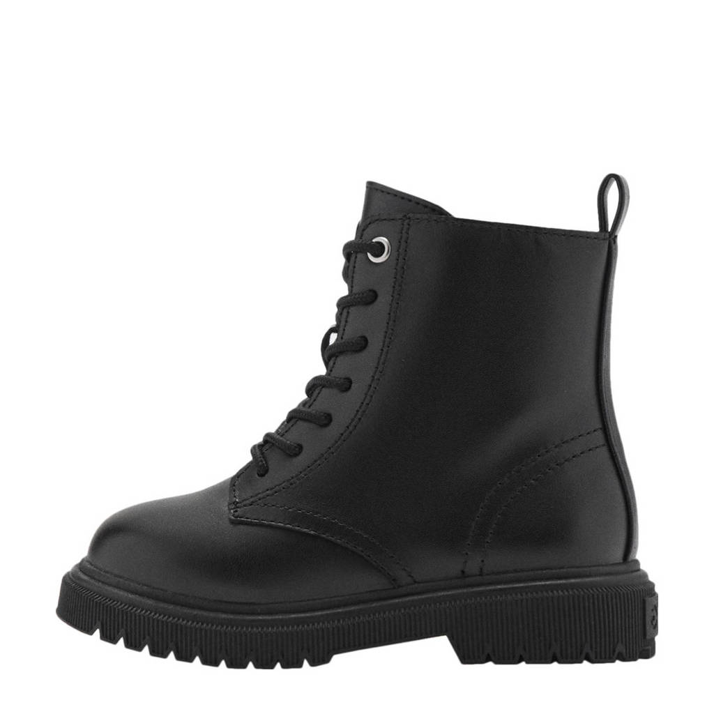 Mango Kids leren veterboots zwart