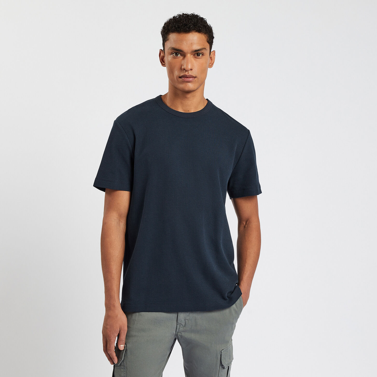 Tee shirt matière fantaisie Bleu foncé