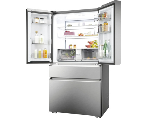 French Door koelkast HAIER HFW7918ENMP BxHxD 90,8 x 177,5 x 75 cm Koelgedeelte 363 l Vriesgedeelte 266 l Roestvrij staal