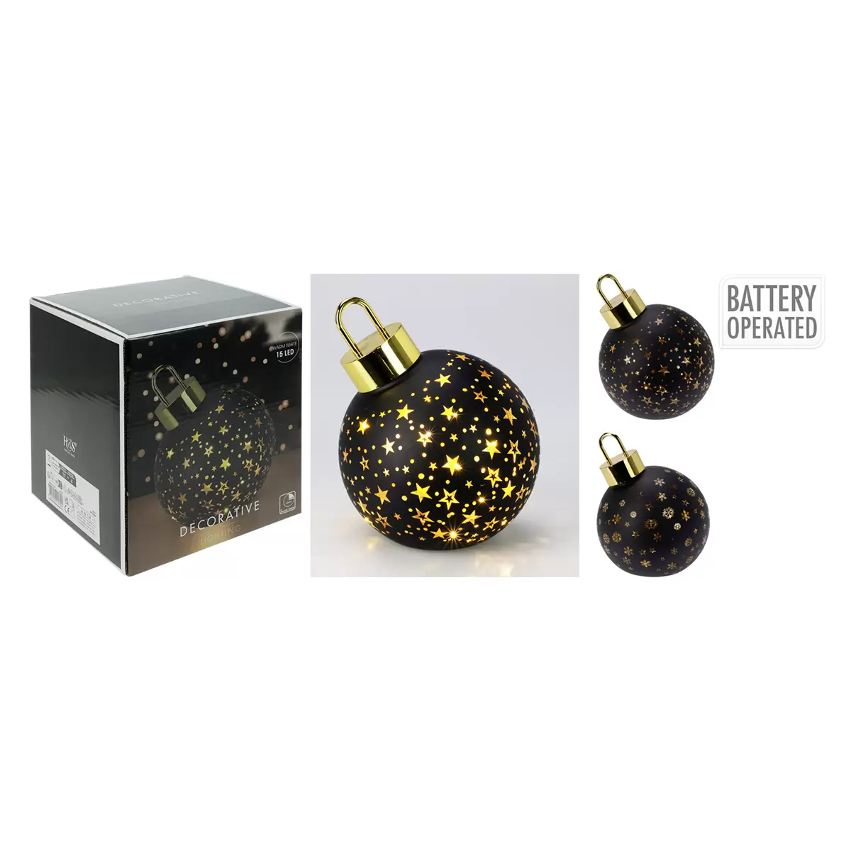 Weihnachtskugel stehend gold,schwarz