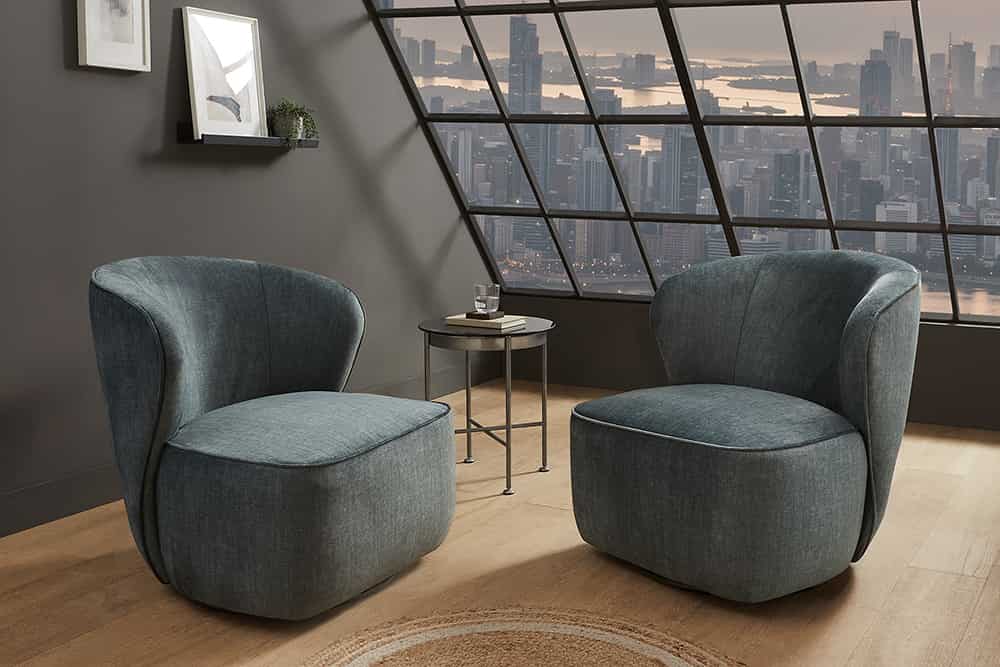 Drehbarer Design Sessel GATSBY petrol Samt 360°