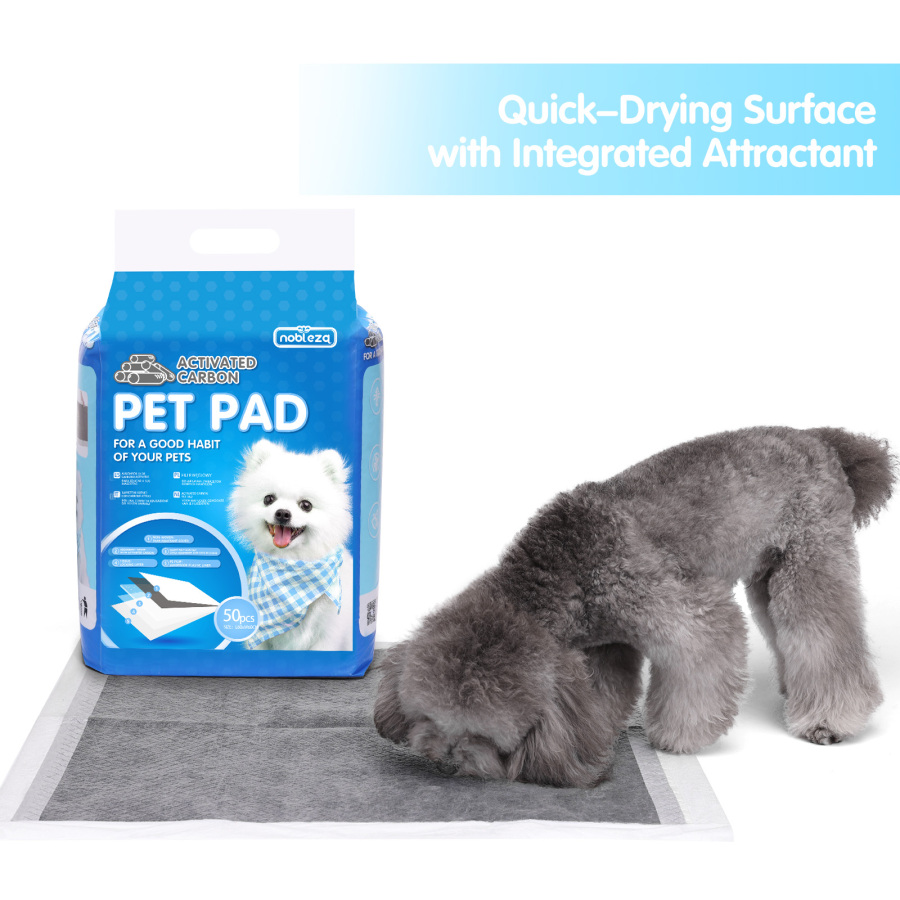 Nobleza 50x Tapetes de Treinamento para Cães com Carvão Ativado, Lenços Umedecidos para Treinamento de Filhotes, 60 x 60 cm, Tamanho Regular, 50 Unidades