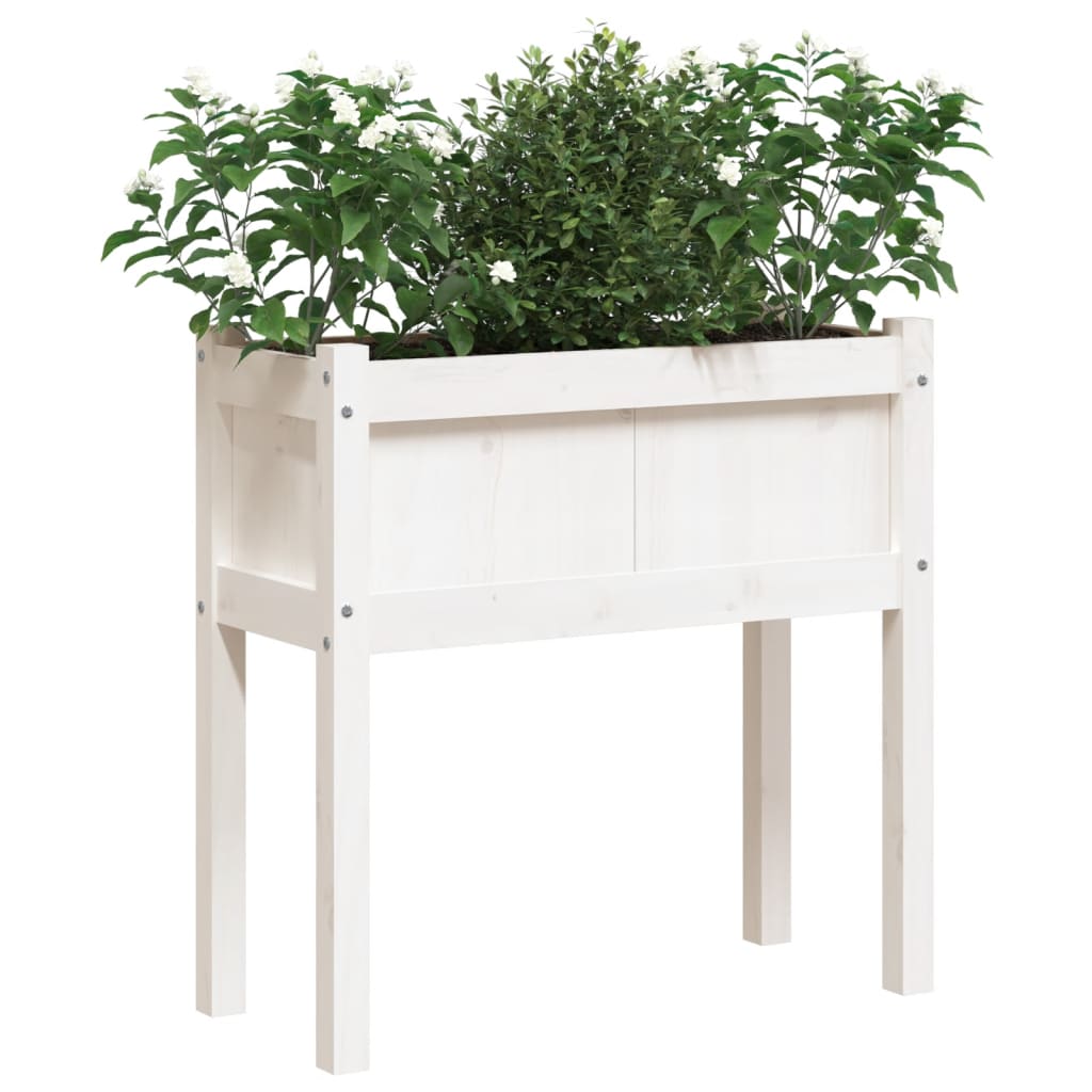 Jardinières avec pieds blanc 70x31x70 cm bois de pin massif