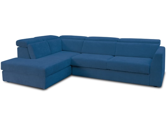 CITY - Canapé lit Brunico angle gauche bleu convertible