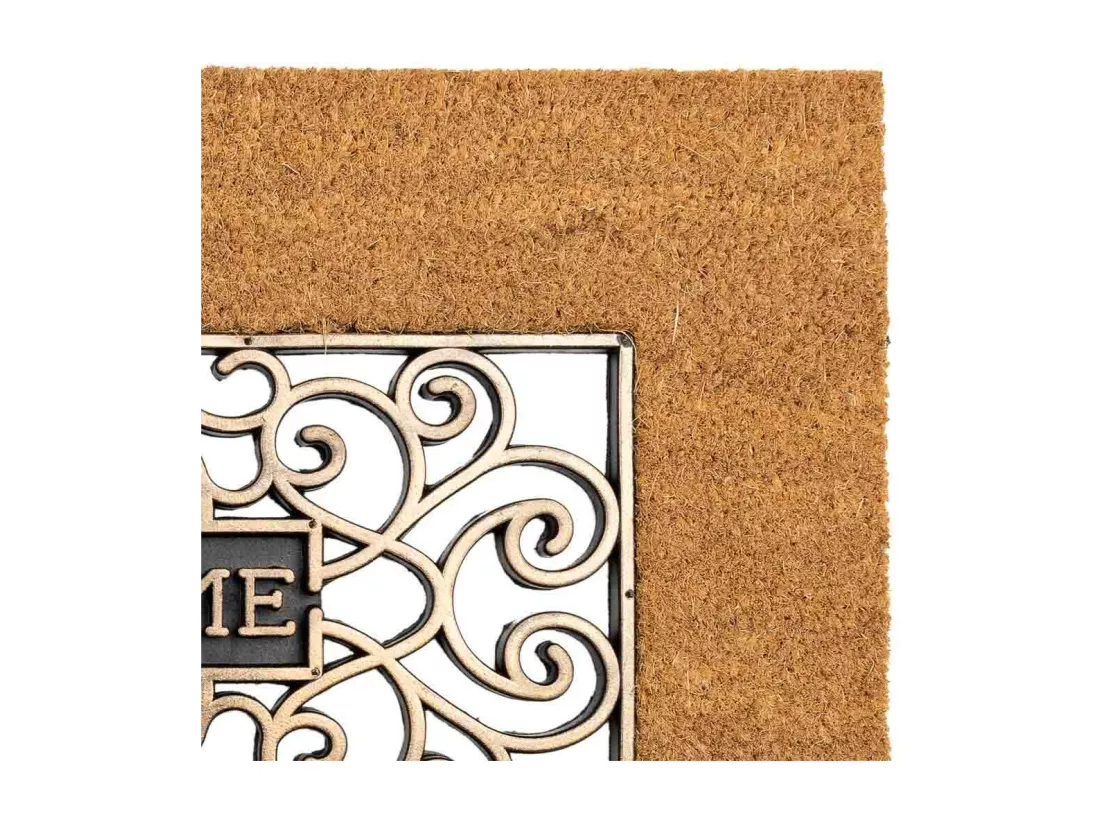 Tapis d'entrée en PVC et design caoutchouc marron 45x75
