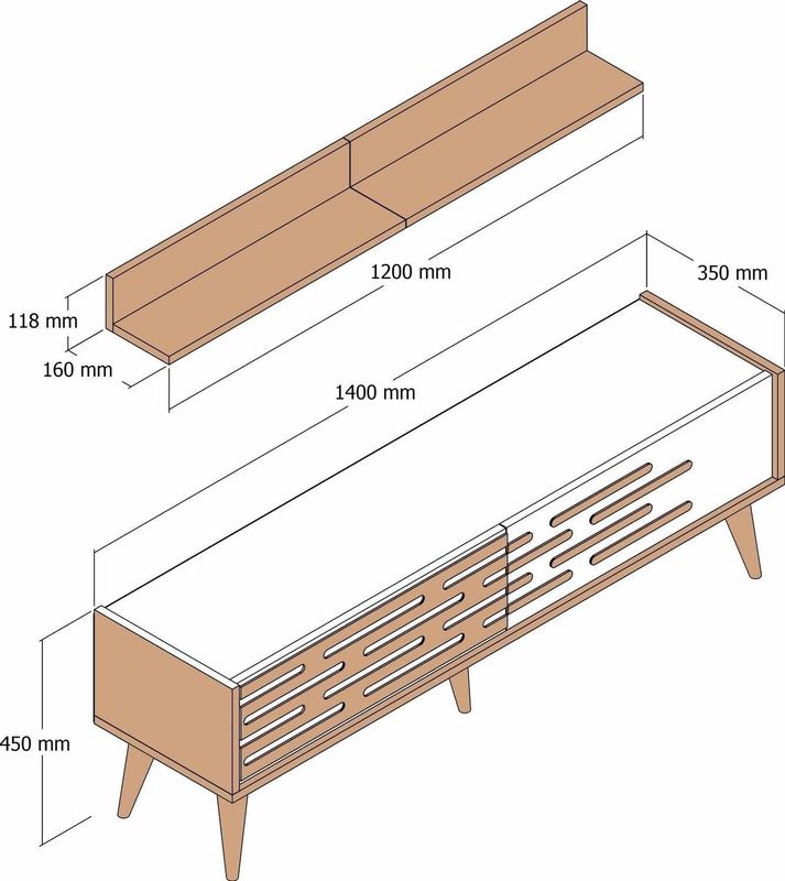 Kalune Design - Valensiya - TV-meubel - Walnootkleur - Modern Nordic Design