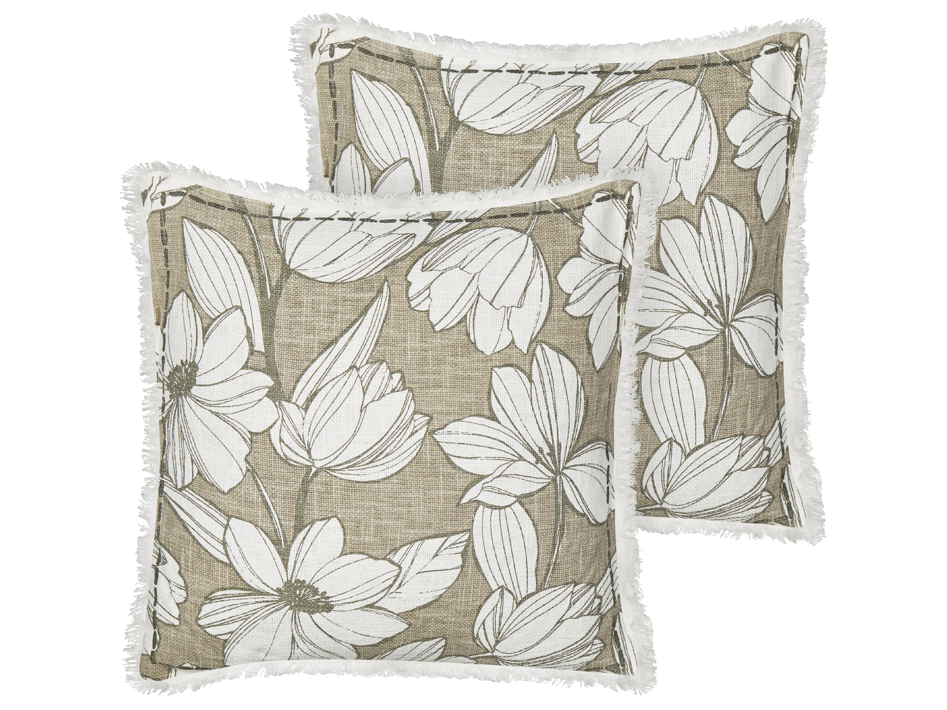 Set van 2 sierkussens CYANOTIS Katoen 45 x 45 cm Groen bloempatroon