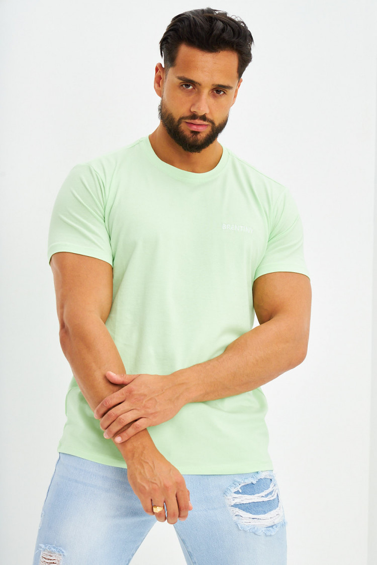 T-shirt basique logo Brentiny brodé vert pomme