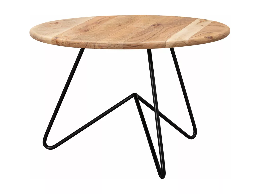 Table basse 60x39,5x60 cm en bois massif / métal acacia