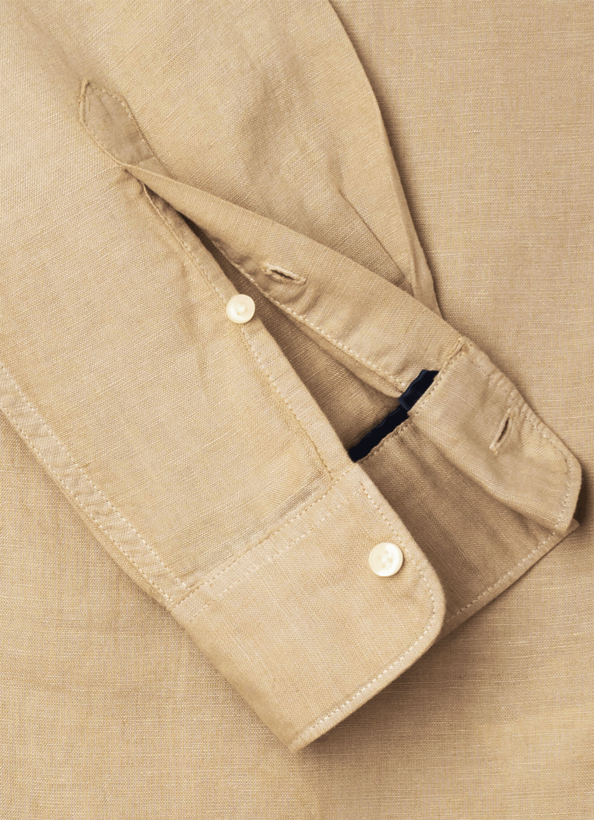 Camisa de linho de manga comprida Parker - bege camelo