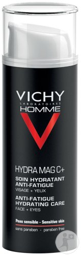 Vichy Homme Hydra Mag C+ Soin Hydratant Anti-Fatigue Peau Sensible Flacon Pompe 50ml