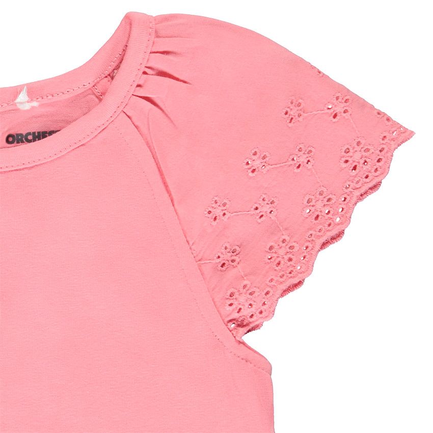 T-shirt manches courtes en broderie anglaise pour bébé fille - Multicolore
