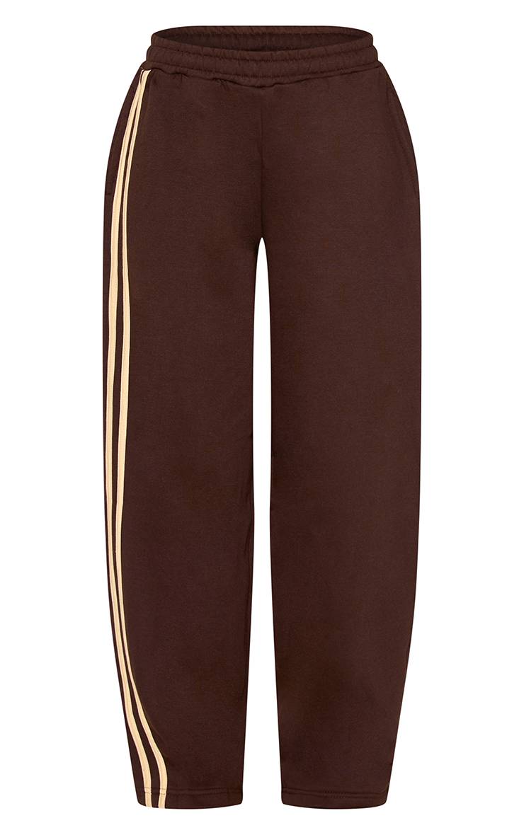 Chocolat Jogging À Jambes Baril Avec Bandes Latérales Contrastées