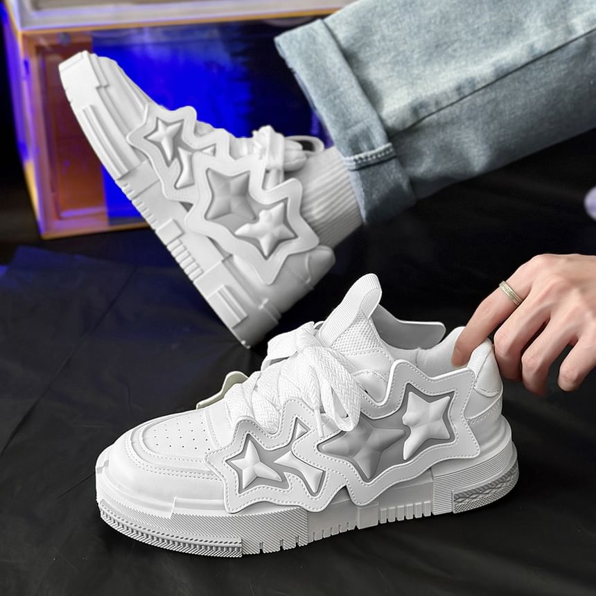 Tanzanite - Veterschoenen met sterapplicatie en platform