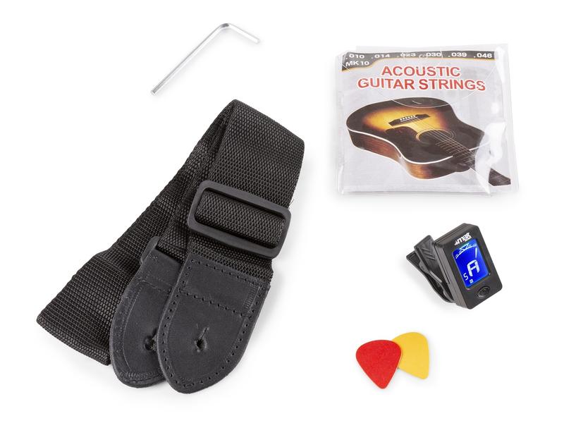 MAX Westerngitarre SoloJam Kit Natur Westerngitarre mit Zubehör