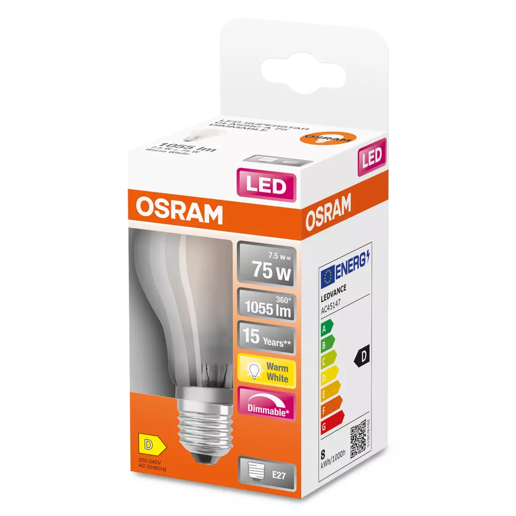 LED-Birne E27/7,5 Watt/Energie D