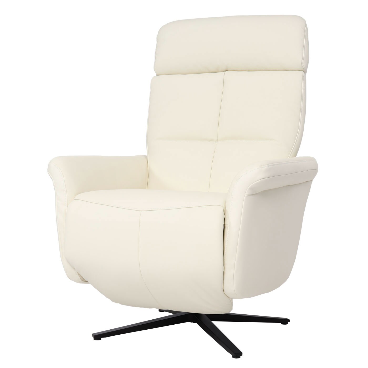 Relaxsessel MCW-L10, Design Fernsehsessel TV-Sessel Liegesessel, Liegefunktion drehbar, Voll-Leder ~ creme-weiß