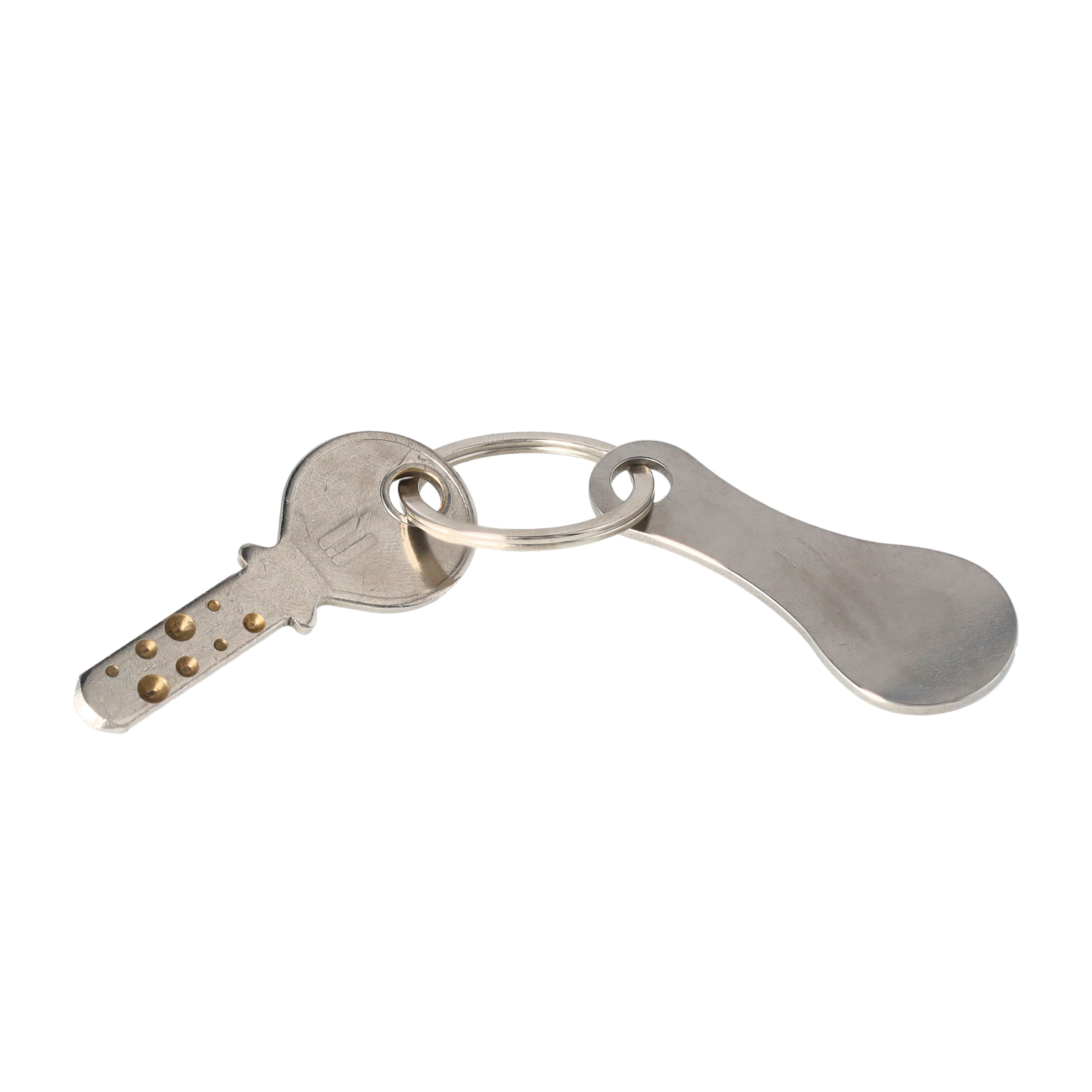 (2er Set) 55x23mm Edelstahl Einkauf Chip Schlüsselanhänger Einkaufswagenlöser - Silber
