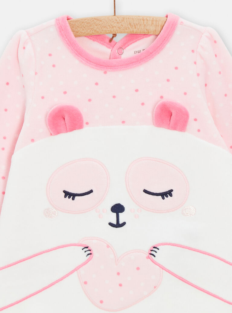 Grenouillère en velours animation panda pour bébé fille
