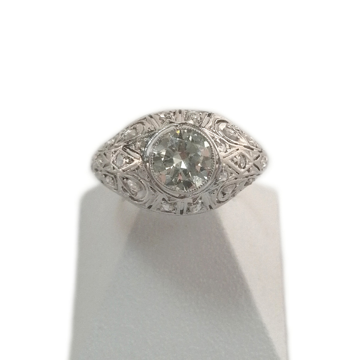 Bague d'occasion or 750 blanc platine et diamants