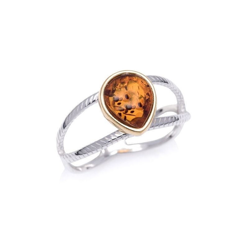 Bague argent 925 Ambre veritable de la mer Baltique