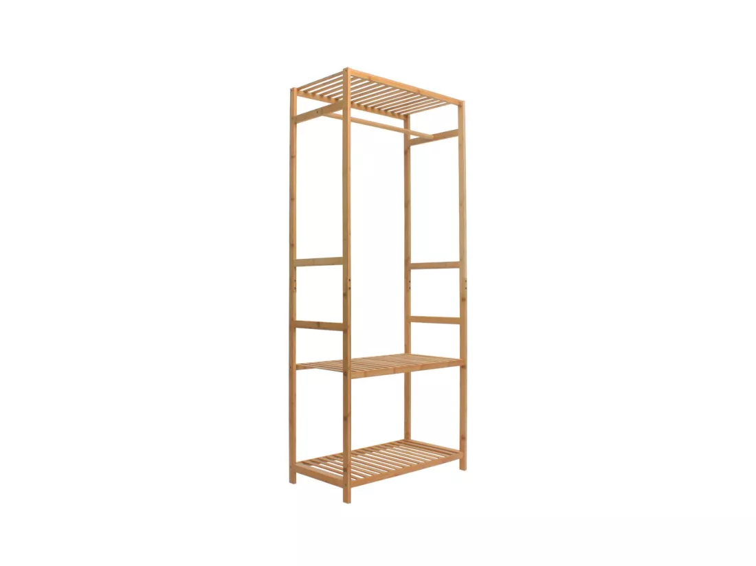 Portemanteau étagère à chaussures en bambou avec étagère 160x68x35cm 7house