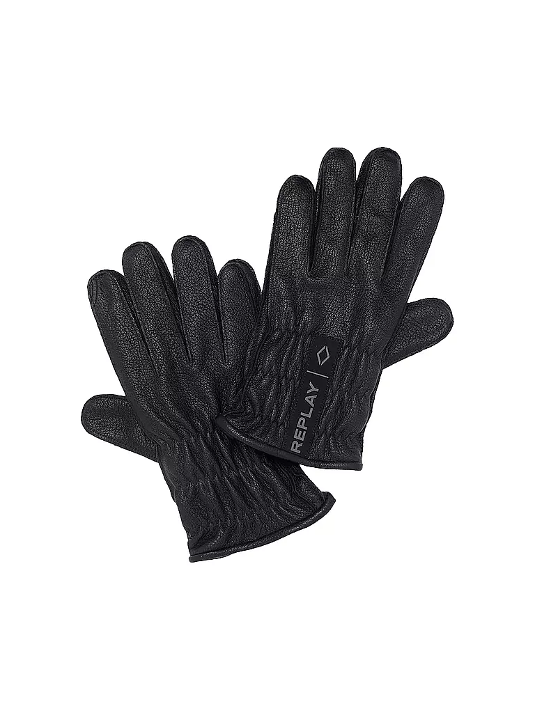 REPLAY Lederhandschuhe  schwarz