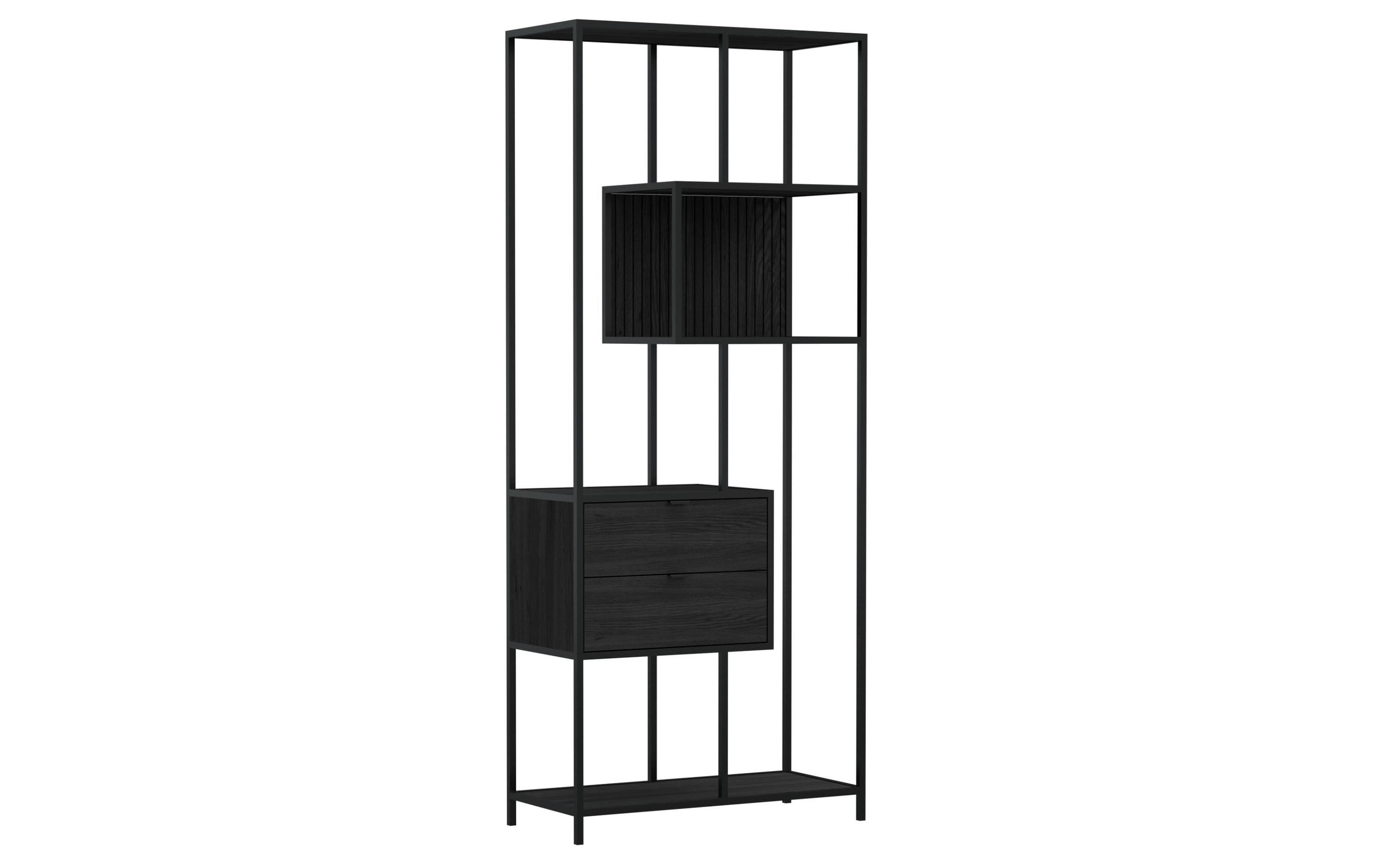 Regal Seaford Schwarz, 77 x 35 x 185 cm<br>TV-Tisch