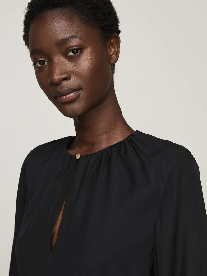 Tommy Hilfiger FLUID VIS GATHERED BELTED DRESS Black