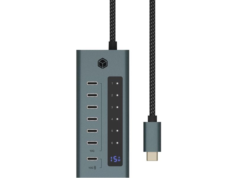 ICY BOX USB-Hub 7-Port Hub IB-HUB1457-C31 7-Port USB Type-C HUB aus hochwertigem Aluminium