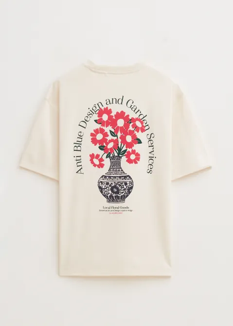 T-shirt met print garden off-white (CREME.L)