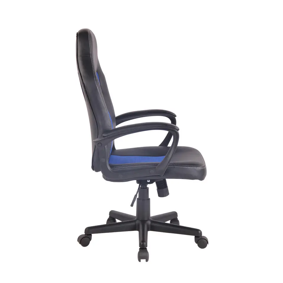 CLP Bureaustoel Elbing zwart Frame - Kunstleer - zwart/blauw
