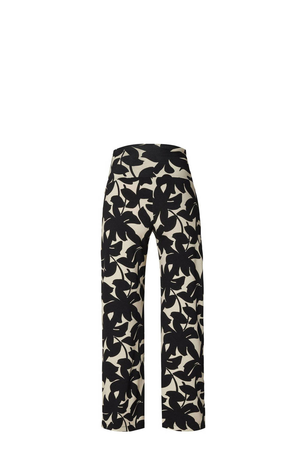 Noppies gebloemde regular fit broek India zwart/wit