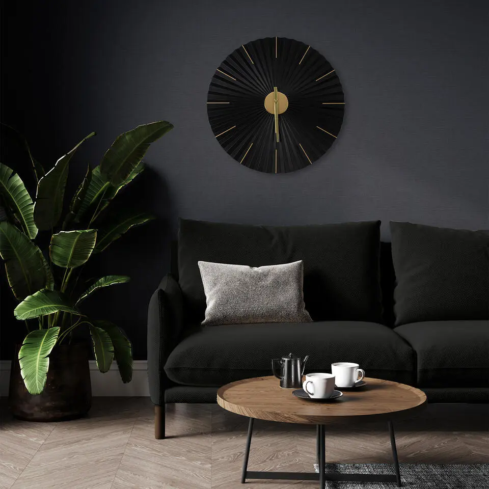 Art for the Home Klok Luxe zwart en goud Hangende Klok Origami 59cm