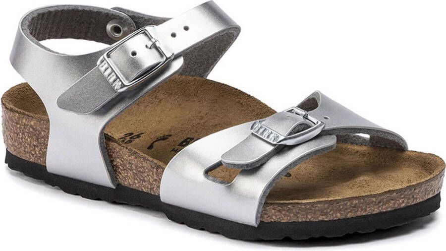 Birkenstock Rio Kids Sandalen Electric Metallic Silver Narrow fit | Zilver | Imitatieleer