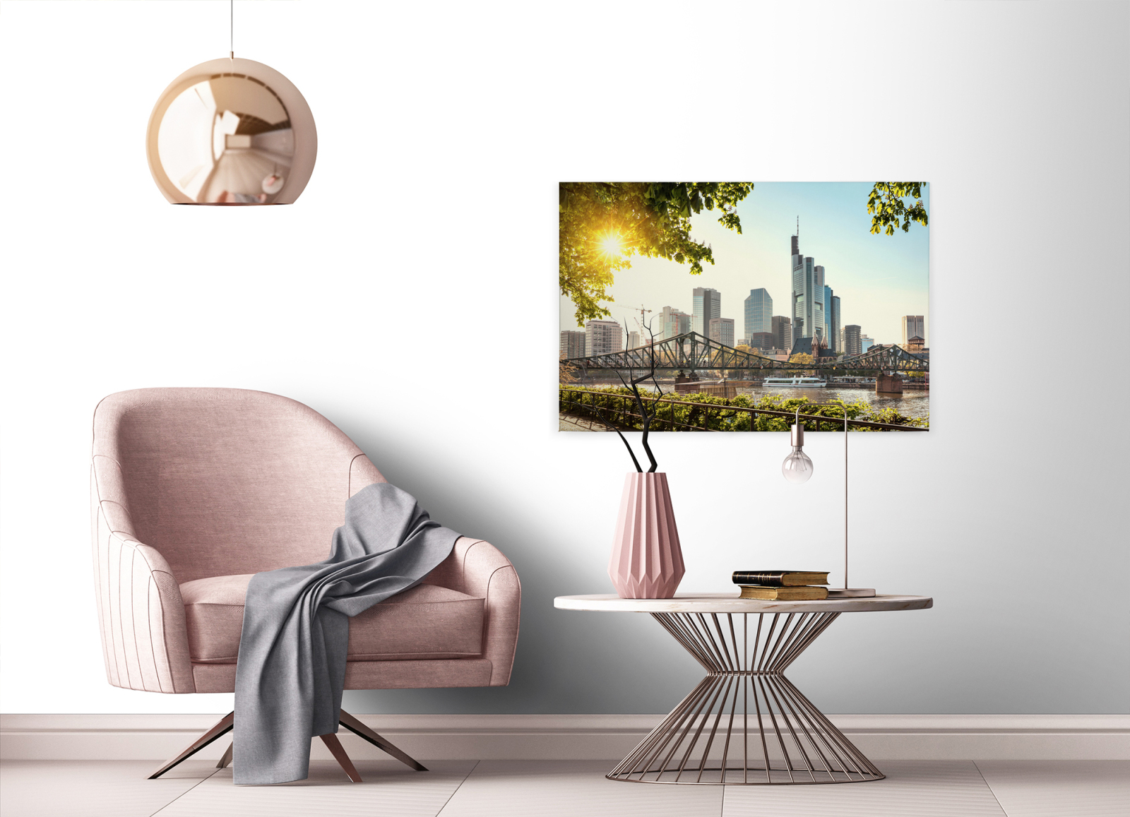 Leinwandbild FRANKFURT - grau-grün - 90x60 cm