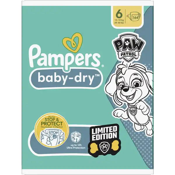 Baby dry Windeln Gr. 6 Extra Large (13-18 kg) Monatsbox Paw Patrol 164ST