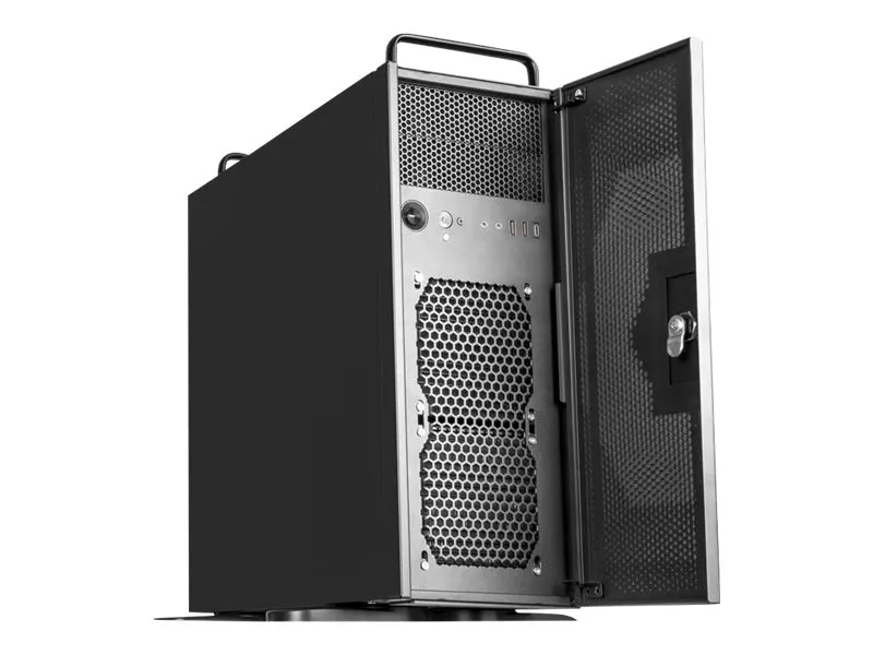 SilverStone RM42-502 - Rack-monterbar - 4U - SSI EEB - ingen strømforsyning (ATX / PS/2) - sort - USB/Lyd