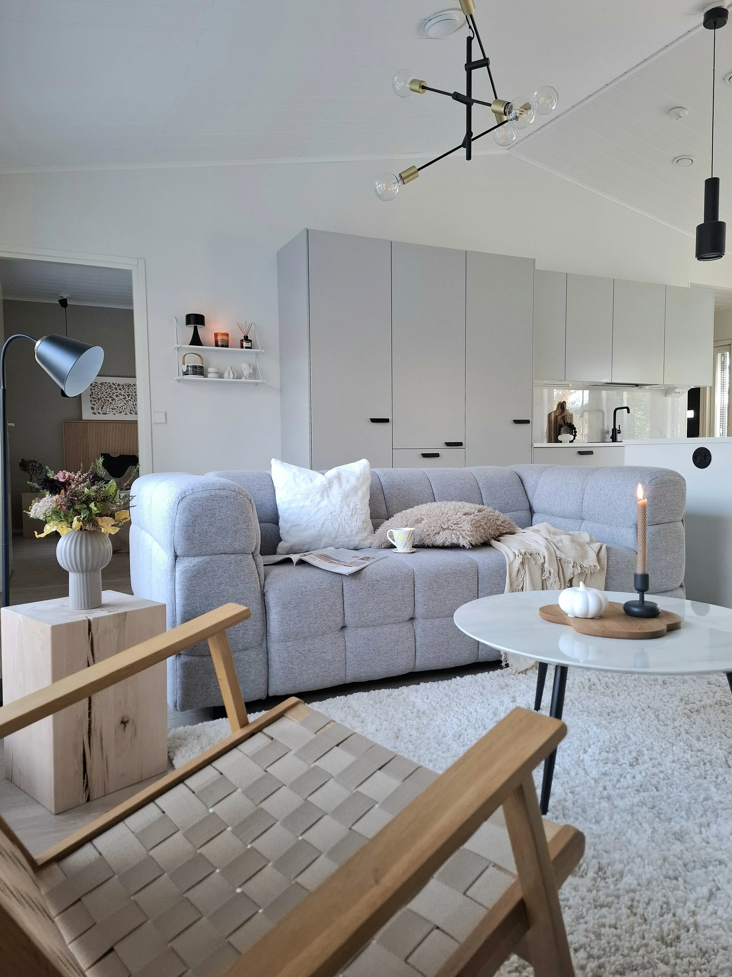 Bank 3-zits MULLOLA Stof Lichtgrijs
