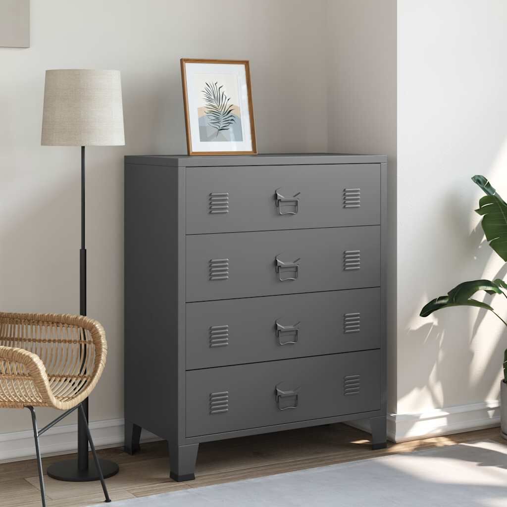 vidaXL Industriële ladekast, antraciet, 78x40x93 cm, metaal