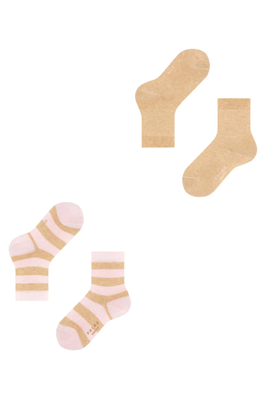 FALKE Happy Stripe sokken - set van 2 lichtroze/beige