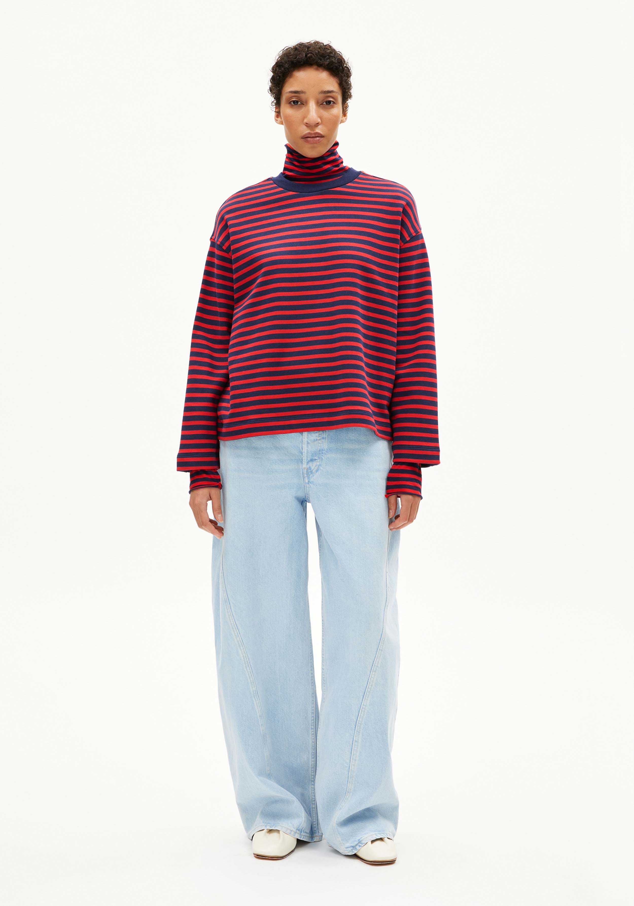 Armedangels Sweatshirt Frankaa Maarlen Stripe Tinted Navy-Candy Apple