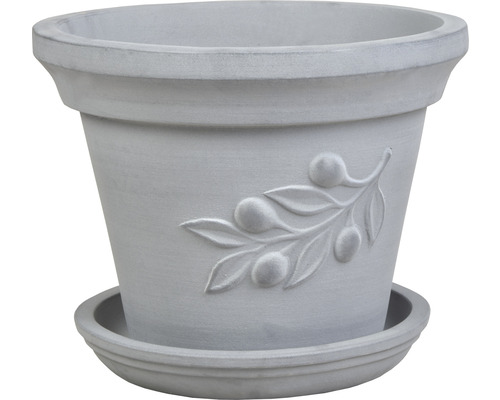 Lafiora Olive terracotta plantenpot, Ø 35 cm, H 28 cm, donkergrijs